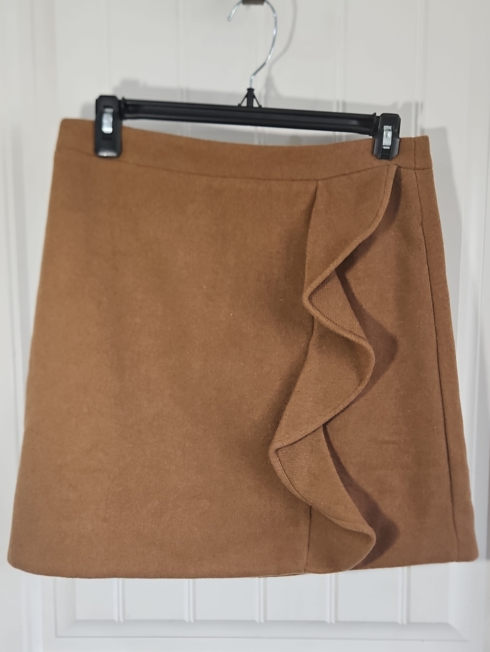 J. Crew Camel Brown Skirt with Side Ruffle Size 2 - New With Tags